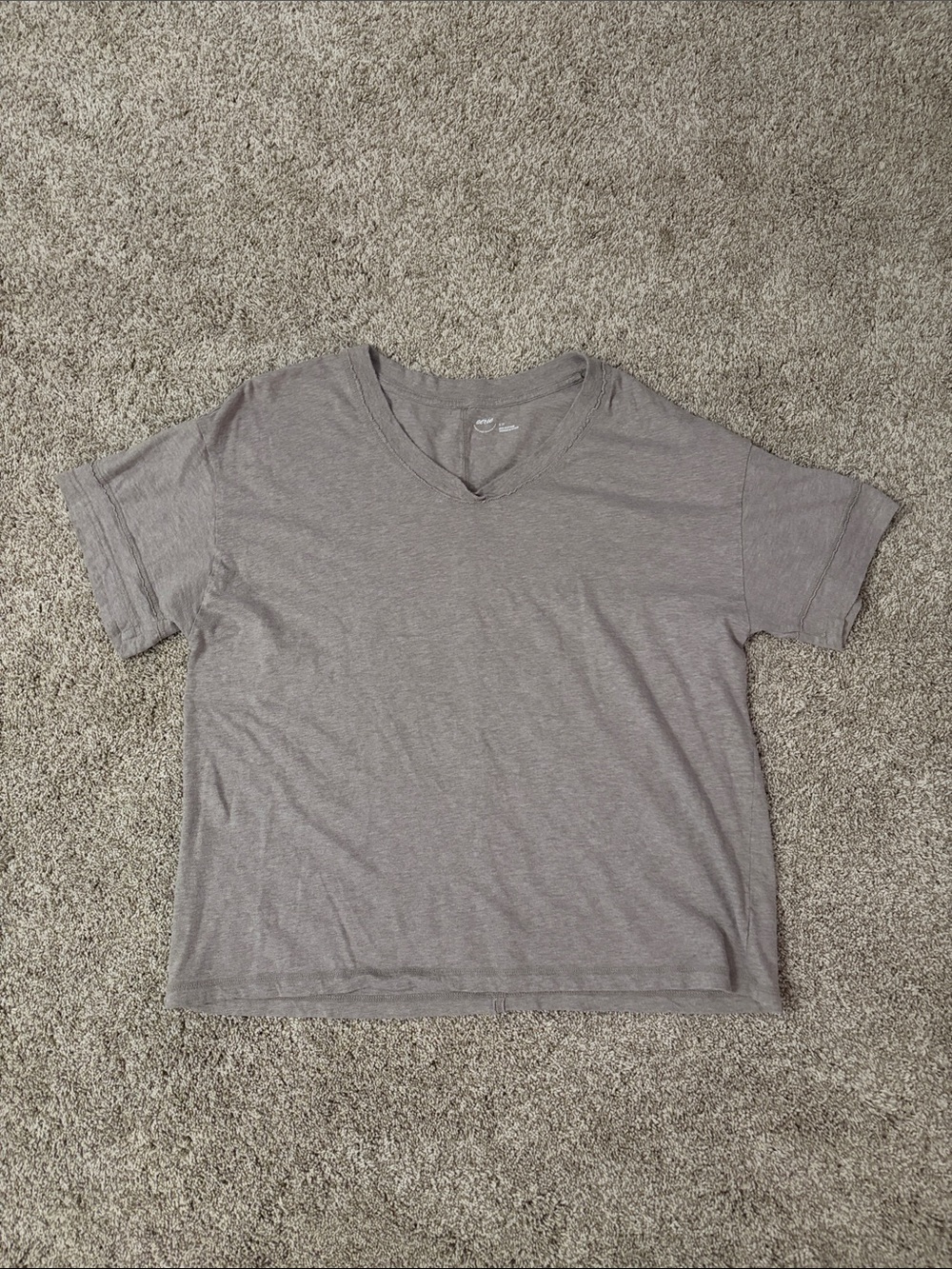 Aerie Greyish Brown V-Neck T-Shirt